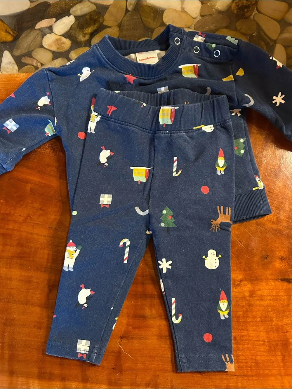 Hanna Andersson Navy Blue Holiday Character Pajama Set